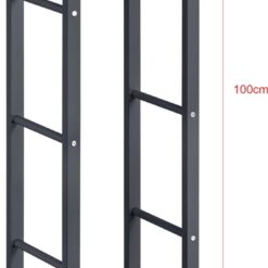 Range-bûches Kasan Acier Laqué 40 x 100 x 25 cm Gris [en.casa]